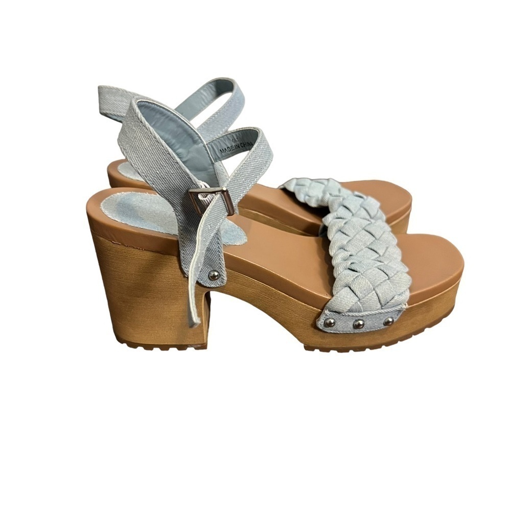 3/$30 ☀️ Anne Klein Loris Woven Ankle Strap Platform Sandals Blue - Picture 2 of 9